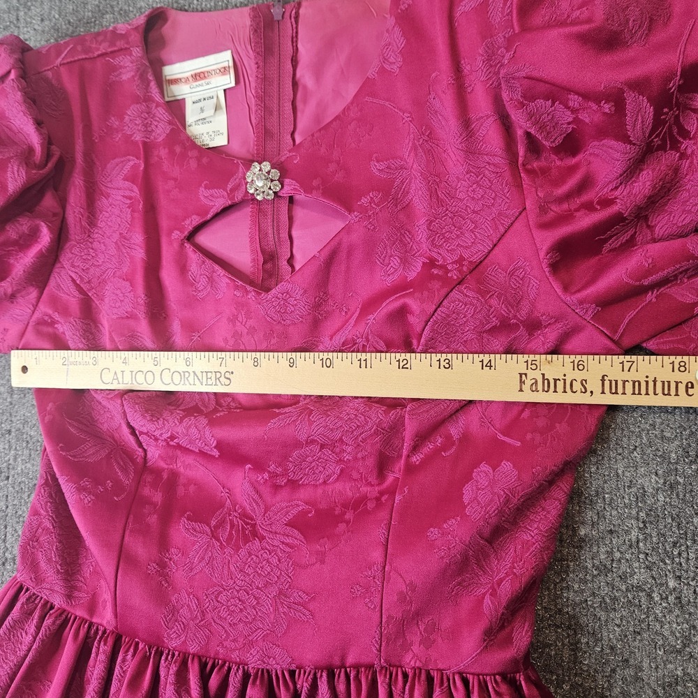 Jessica McClintock Fuchsia Floral Jacquard Mini Dress - Picture 9 of 15